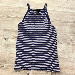 Forever21 Navy and White Striped Tank Top, Size Small, Soft, High Neck